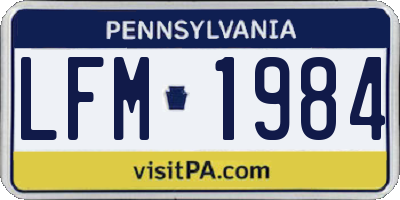 PA license plate LFM1984