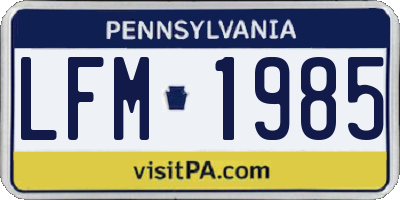 PA license plate LFM1985