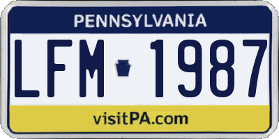 PA license plate LFM1987