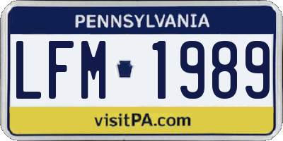 PA license plate LFM1989
