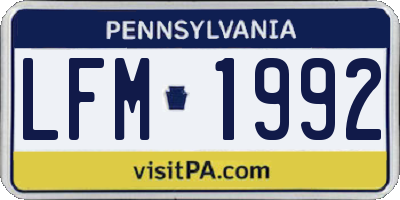 PA license plate LFM1992