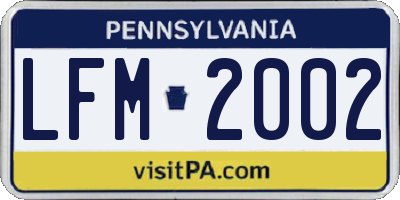 PA license plate LFM2002