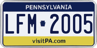 PA license plate LFM2005