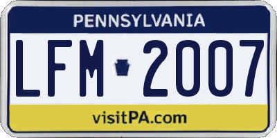 PA license plate LFM2007