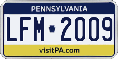 PA license plate LFM2009