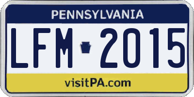 PA license plate LFM2015