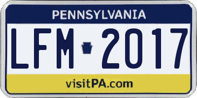 PA license plate LFM2017