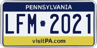 PA license plate LFM2021