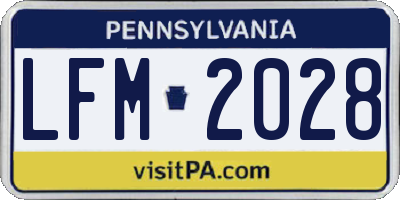 PA license plate LFM2028