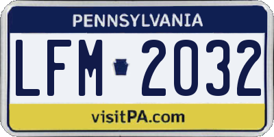 PA license plate LFM2032