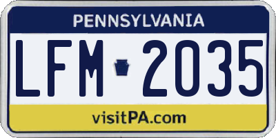 PA license plate LFM2035