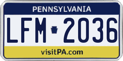PA license plate LFM2036