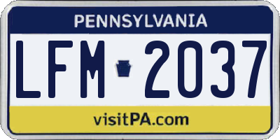 PA license plate LFM2037