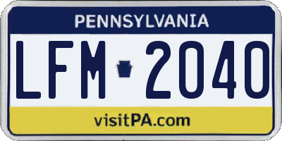 PA license plate LFM2040