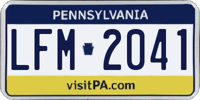 PA license plate LFM2041
