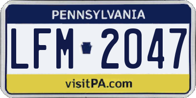 PA license plate LFM2047