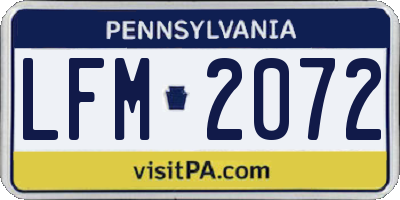 PA license plate LFM2072