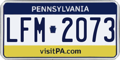 PA license plate LFM2073
