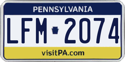 PA license plate LFM2074