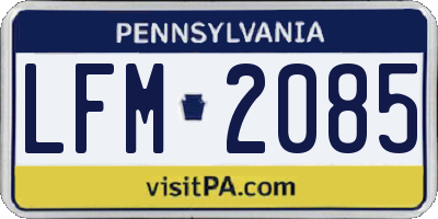 PA license plate LFM2085
