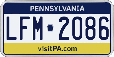 PA license plate LFM2086