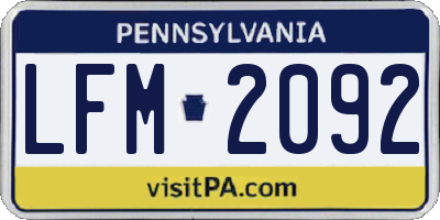 PA license plate LFM2092