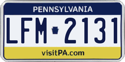 PA license plate LFM2131