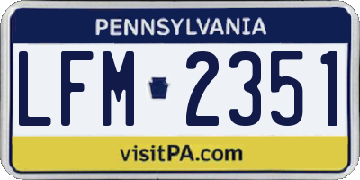 PA license plate LFM2351