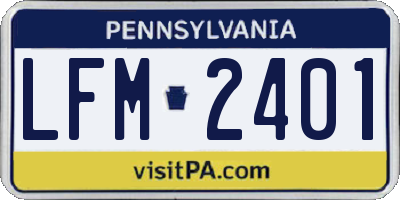 PA license plate LFM2401