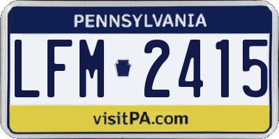 PA license plate LFM2415
