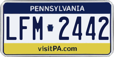 PA license plate LFM2442