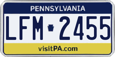 PA license plate LFM2455