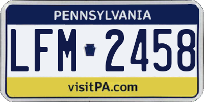 PA license plate LFM2458