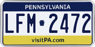 PA license plate LFM2472