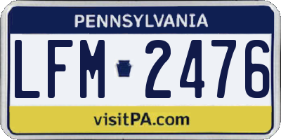 PA license plate LFM2476