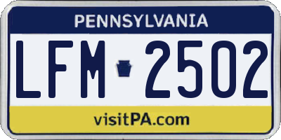PA license plate LFM2502