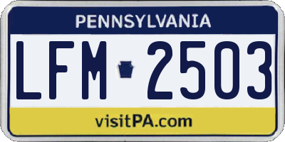 PA license plate LFM2503