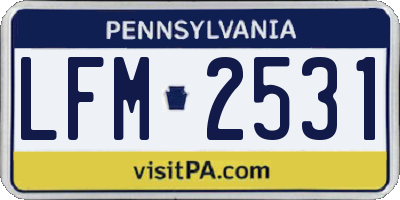 PA license plate LFM2531