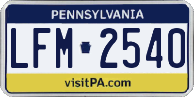 PA license plate LFM2540
