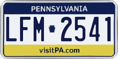 PA license plate LFM2541