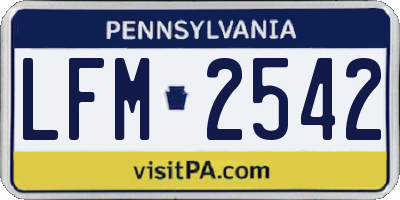 PA license plate LFM2542