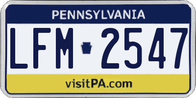 PA license plate LFM2547