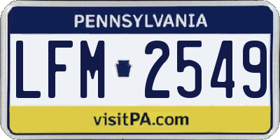 PA license plate LFM2549