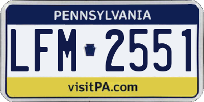 PA license plate LFM2551