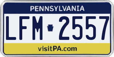 PA license plate LFM2557