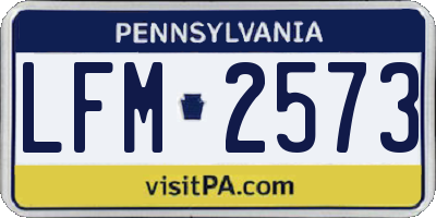 PA license plate LFM2573
