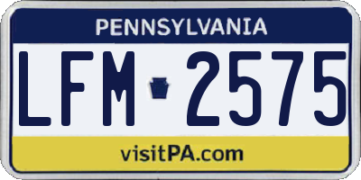 PA license plate LFM2575