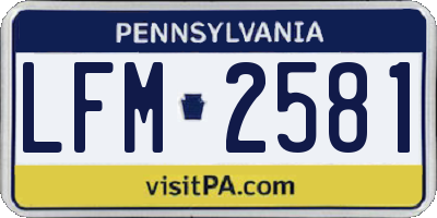 PA license plate LFM2581
