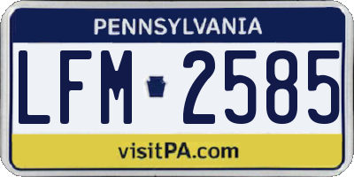 PA license plate LFM2585