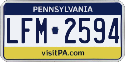 PA license plate LFM2594